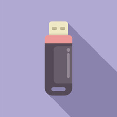 Poster - Vector illustration of a usb flash drive with a minimalist flat design on a purple background