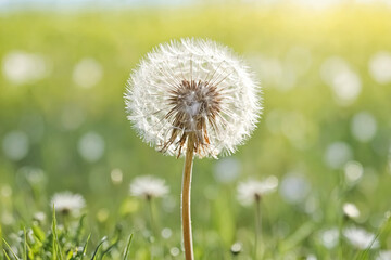 Canvas Print - Dandelion in a Field of Green