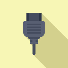 Poster - Illustrated icon of a black electric plug with shadow on a yellow background