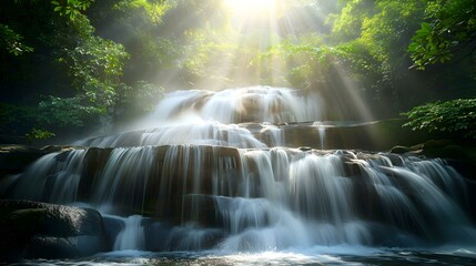 Wall Mural - serene waterfall greenery