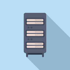 Poster - flat design vector illustration of a server rack on blue background