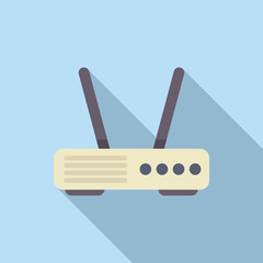 Poster - Simple, modern flat design illustration of a wireless internet router on a blue background