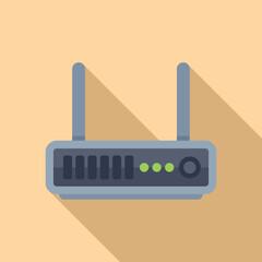Poster - Vector illustration of a simple wireless router icon with a modern flat design style on a beige background