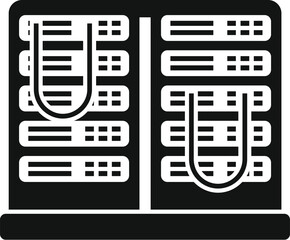 Fototapete - Simple black and white icon of an open book with text columns, suitable for various applications