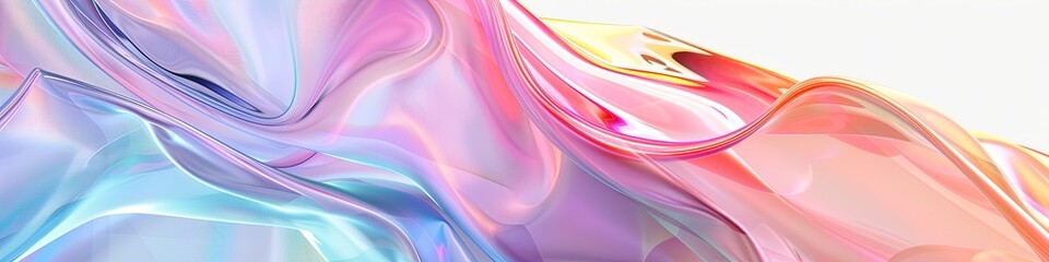 Canvas Print - Gradient fabric in pastel colors, liquid glass, collected in layers, moves and shimmers on a light background. Abstract animation of rainbow colors in the shape of a flower.