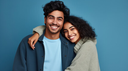 Wall Mural - young indian couple hugging to each other