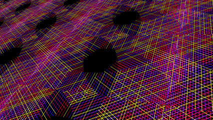 Aufkleber - Rotating multicolored laser beams elements on a black background. Animation. Straight crossed bright lines.