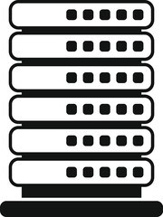 Poster - Black and white icon depicting a server rack, suitable for various it and network themes