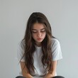 © Svetlana Lerie - girl or young woman with upset expression, reflecting sadness and introspection. Emotional intelligence concept