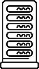 Poster - simple black and white line art vector illustration of a modern data server rack