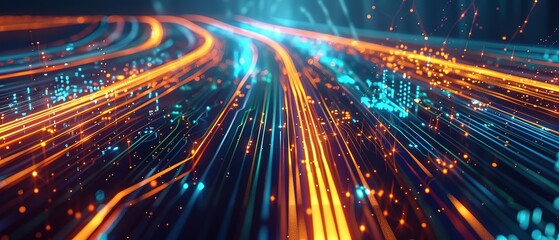 Poster - Dynamic Motion graphic circuit line, wide banner