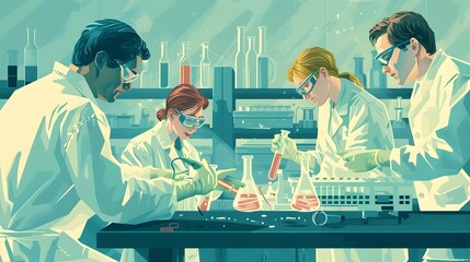 Poster - Scientists Collaboratively Conducting Gene Editing Research in a Modern Laboratory Setting