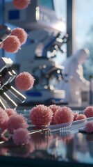 Poster - Cancer Research Scientists Studying Cells and Treatments in Laboratory