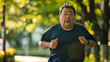 © Logmotion - ダイエットのためにジョギングをする肥満の男性