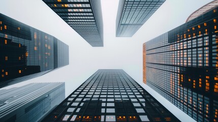 Wall Mural - Appreciating the minimalist elegance of contemporary architectural designs in skyscrapers and office buildings.