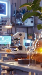 Poster - Cutting Edge Biotech Startup Office with Innovative Equipment and Gadgets
