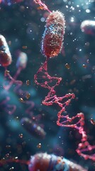 Poster - Bacterial Transformation Genetic Process of Introducing New DNA into Cells Surreal Microscopic
