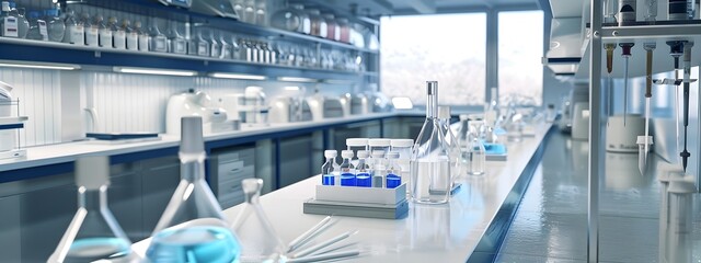Poster - Modern 3D Rendered Pharmaceutical Lab Interior for Drug Development and Testing