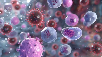 Poster - Microscopic View of Cell Sorting Using Flow Cytometry for Scientific Research and Diagnostics