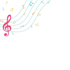 Decorative colorful Music notes background, musical notes