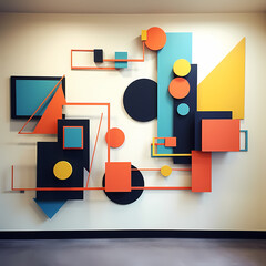 Poster - Abstract geometric shapes in a modern art installation