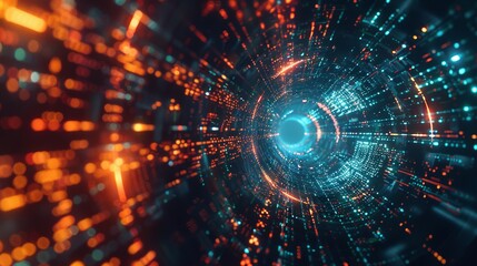 Digital abstract background for technological operations, neural networks, AI, data transmission and encryption, digital archives, audio and visual representations, scientific research. Copy space