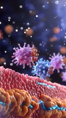 Poster - detailed 3d rendering of cell signaling pathways depicting molecular interactions and biotechnology