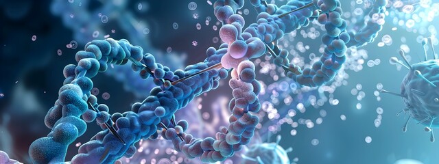 Poster - Molecular Structures and Genetic Regulation A Vibrant Microscopic Visualization of Biological