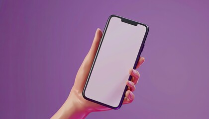 Wall Mural - A person holding a purple cell phone with a flowery background by AI generated image