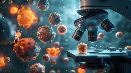 Poster - Microscopic View of Cells and Microorganisms in Scientific