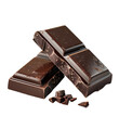 © Siwatcha Studio - High-quality dark chocolate bars stacked with small pieces on white background. Rich texture and indulgent treat for chocolate lovers.
