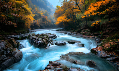 mountain river in the mountains，The natural scenery of Altay, Xinjiang, China,
