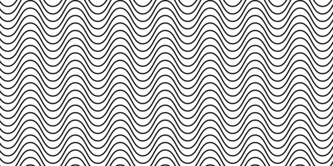 Poster - Simply Wave seamless pattern. Black and white endless wavy background.