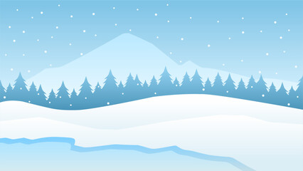 Sticker - Landscape illustration of frozen lake in the winter season