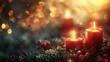 © ธนากร บัวพรหม - Blurred Christmas scene with twinkling fairy lights and candles, soft focus, warm colors, dreamy and nostalgic, Illustration 8K , high-resolution, ultra HD,up32K HD