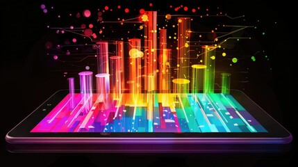 Poster - Digital tablet with business analytics displayed, symbolizing mobile and efficient business management