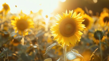 Poster - Field of sunflowers facing the sun, representing renewable energy and natural beauty