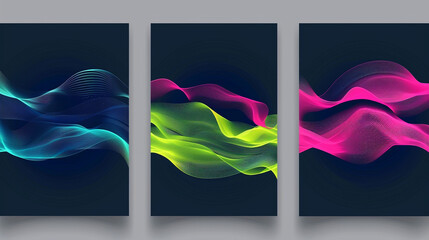 Wall Mural - Abstract vector designs with contrasts in electric lime, midnight blue, and hot pink,