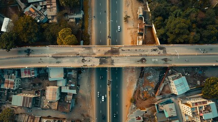 Aerial view of expressway across countryside