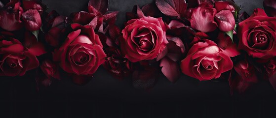 Wall Mural - Top view shot of a luxurious rich red and pink roses, gorgeous floral wallpaper texture. Backgrounds graphic. 