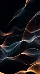 Aufkleber - Abstract digital flowing lines and dots on a dark background. Futuristic technology and data visualization concept for design and print. Video animation