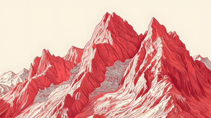red mountains landscape illustration abstract background decorative painting