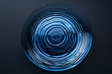 a blue glass plate with a blue swirl pattern