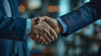 Poster - Two men shaking hands in a suit and tie