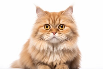 Wall Mural - Portrait of a cute british longhair cat isolated on white background