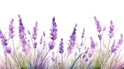 Lavender, Watercolor Floral Border, watercolor illustration, isolated on white background