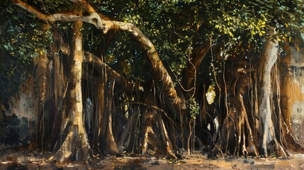 Wall Mural - Roots of the Banyan tree