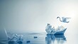 © AI Lab - Changing for success as a leadership and business change through innovation and evolution of ability as a crumpled paper transforming into a boat then a swan and a flying bird as a met : Generative AI