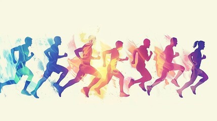 dynamic silhouettes of athletes running abstract sports and fitness concept illustration