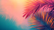 © Yotsaran - Stylized abstract palm leaves against a gradient sunset background, evoking a tropical feel